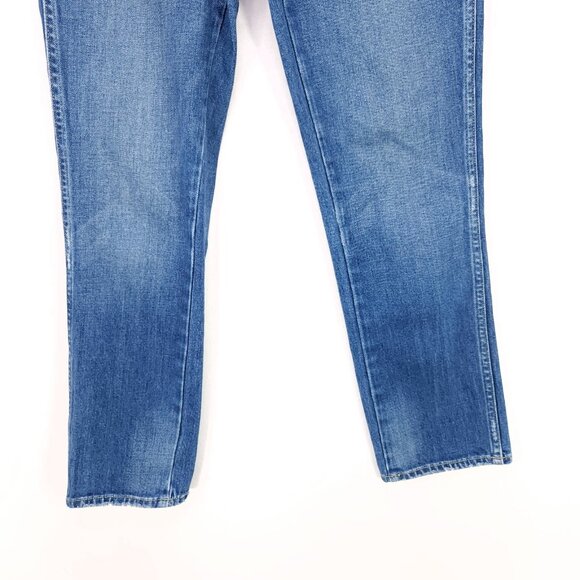 Amo Kate Straight Leg Denim Jeans Size 27 In Mariner Blues Whiskered Mid Rise - Picture 10 of 13